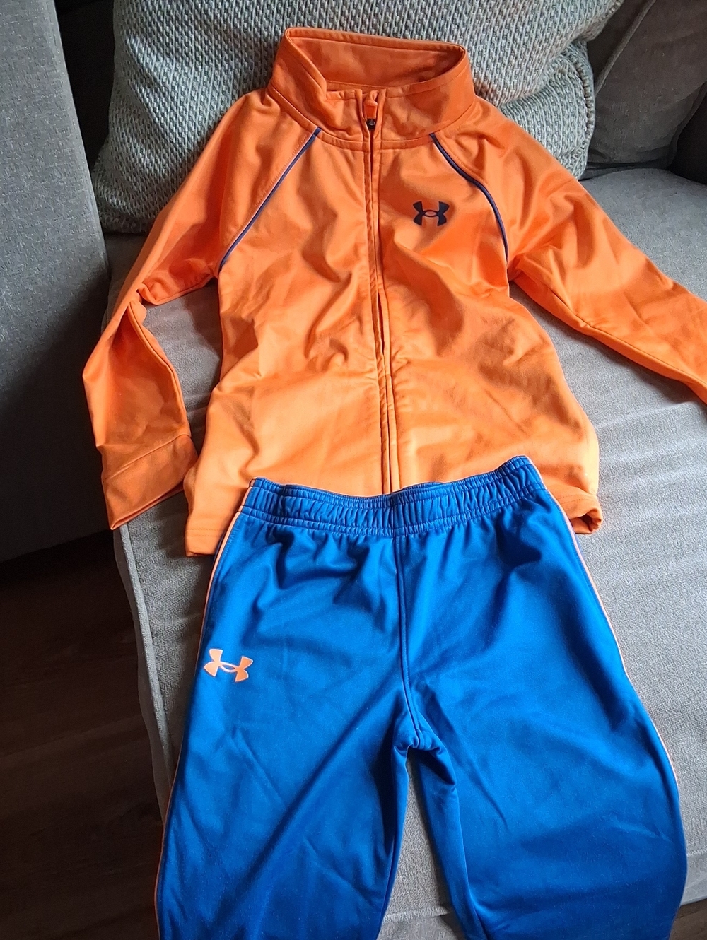 Under Armour Orange Zip Jacket with Blue Athletic Pants